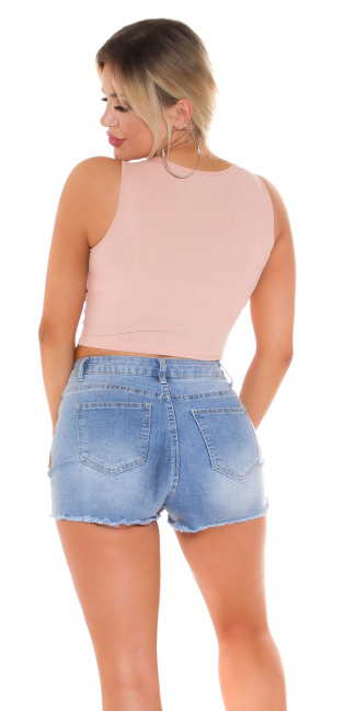 Trendy Crop-Top with cutouts Pink